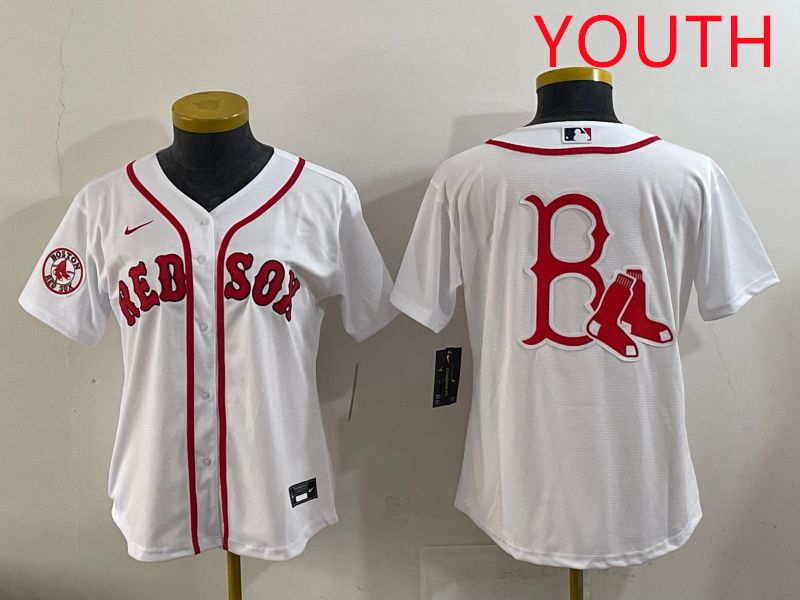 Youth 2025 Boston Red Sox Blank White Game Nike MLB Jersey style 6->youth mlb jersey->Youth Jersey